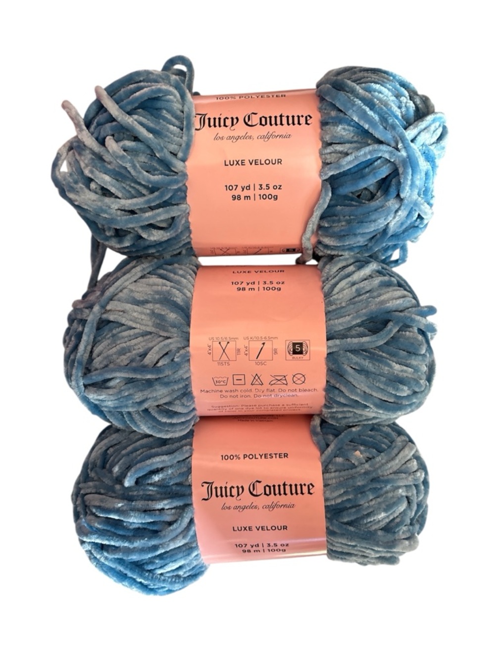 Juicy Couture Heritage Blue Luxe Velvet Yarn